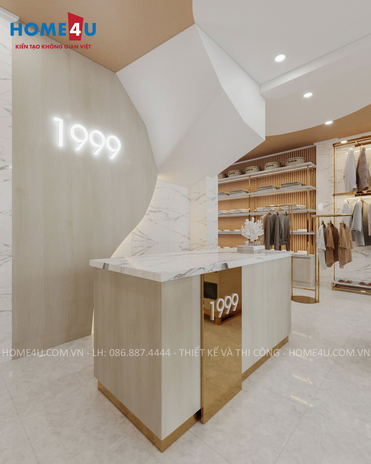 Thiết kế thi công nội thất Shop thời trang 50m2 - NTCH2008