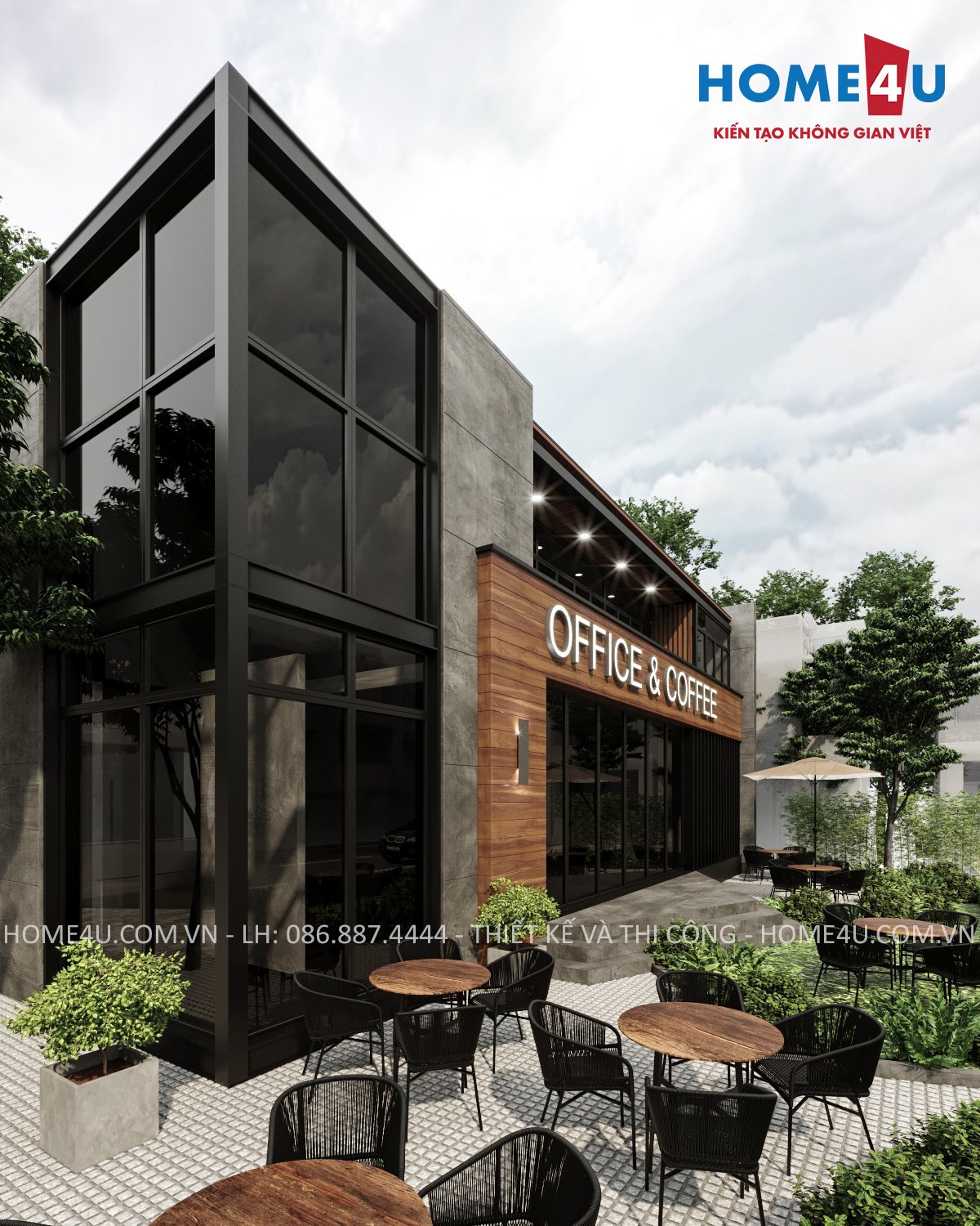 Mẫu thiết kế Quán cafe 2 tầng hiện đại - Mr. Dũng - CF2005
